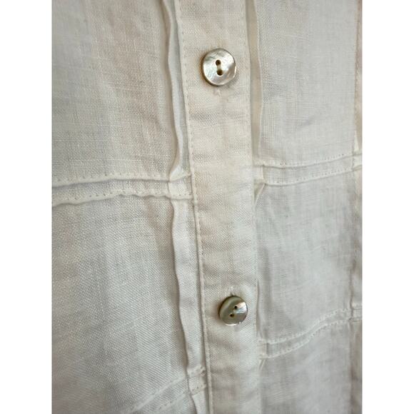 J. Jill 100% Linen Blouse Size Medium White Button Top Shirt Neutral Blouse - Picture 4 of 6